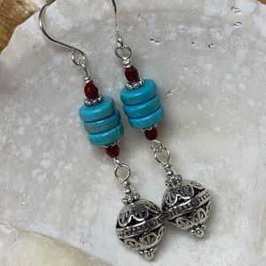 NWOT Lightweight silver turquoise red earrings